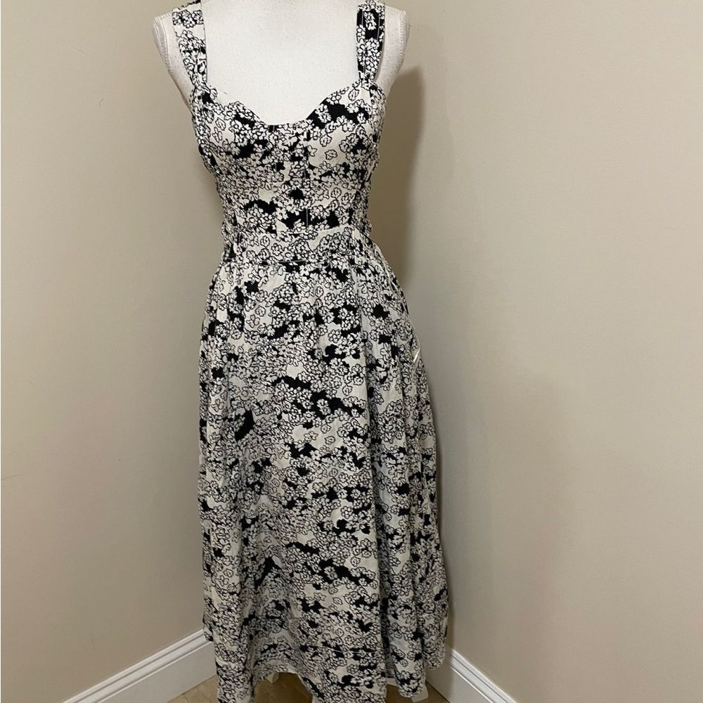 NWT Anthropologie floral black white printed midi sundress sleeveless  Size S - Picture 4 of 10